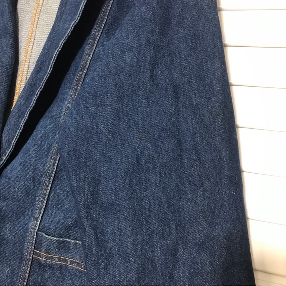 Vintage 90s Denim Southwestern Hand Painted Duster Long Jacket - Picture 4 of 9